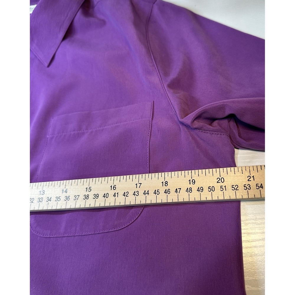 Travel Smith Tunic Top Womens Medium Purple Button Up Long Sleeve Front Pocket - Picture 8 of 12